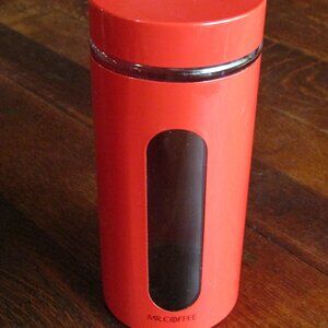 Red Mr Coffee Canister Sealed Coffee Storage Fun Functional Mid-century Modern
